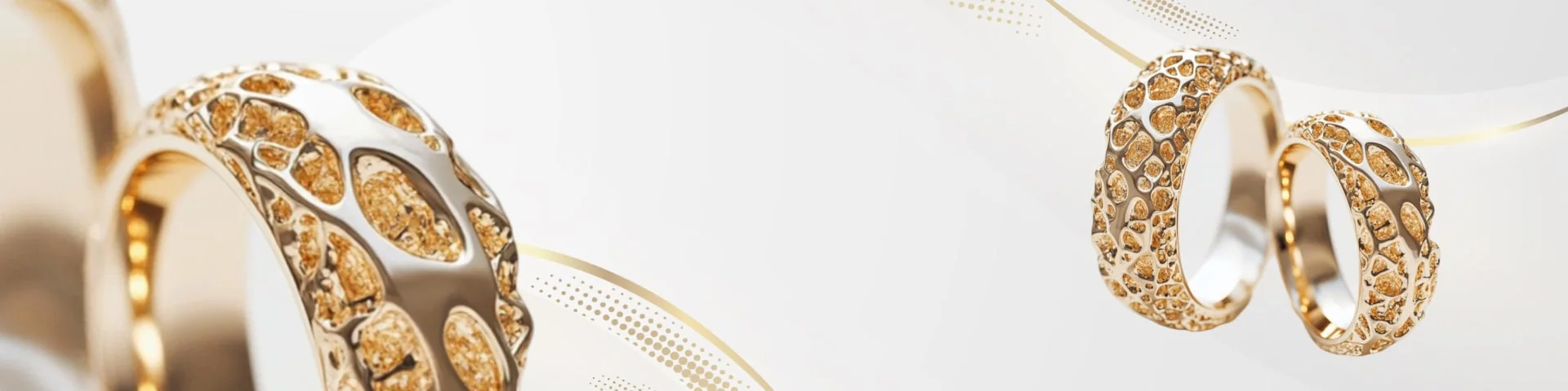 Textured gold bands with open cut-outs