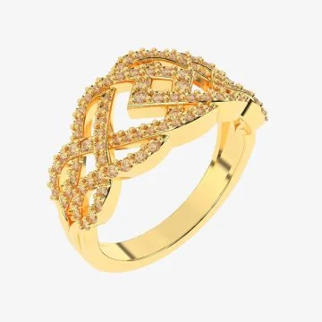 Gold infinity braid ring with crystals