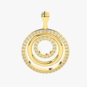 Gold double circle pavé pendant