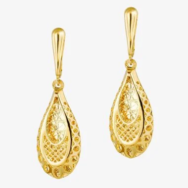 Gold filigree teardrop earrings