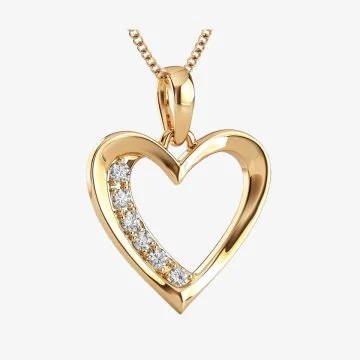 Gold open heart pendant with diamonds