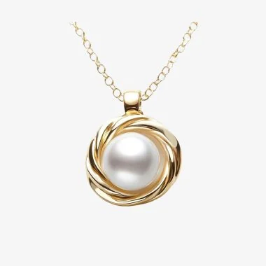 Pearl pendant in a gold swirl setting