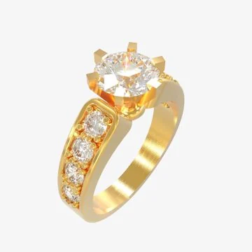 Gold six-claw solitaire diamond ring