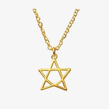 Gold open star pendant necklace