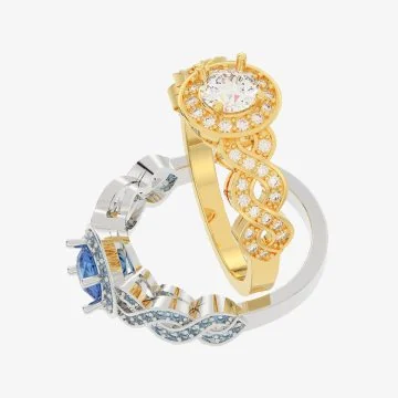Two-tone halo ring stacking set