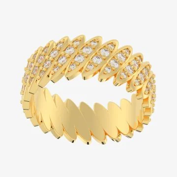 Wide gold pavé wave eternity band