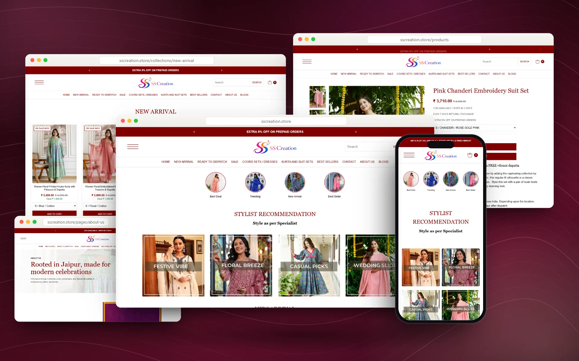SSCreation ethnic wear ecommerce